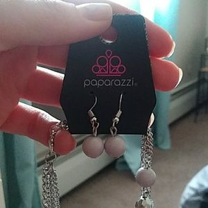 Gray and silver necklace and earring set